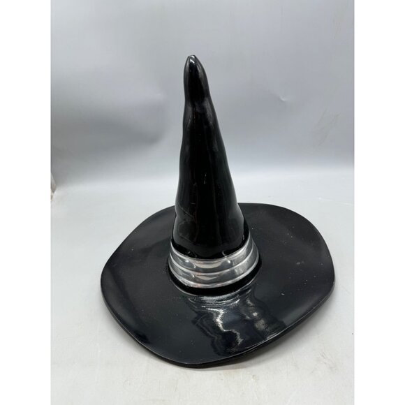 Pewter Black Witch Hat Halloween Decor With Silver Buckle & Hollow Base READ - Picture 4 of 6